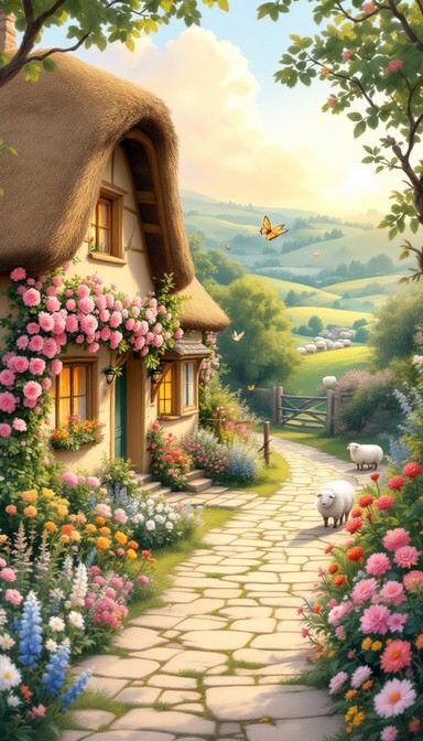 Free Enchanted Cottage Path Image - Cottage, Thatched, Garden ...