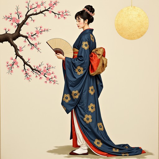 Free Cherry Blossom Elegance Image - Kimono, Indigo, Sakura | Download ...