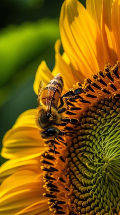 Free Bee Pollinating Sunflower Image - Bee, Sunflower, Pollination ...