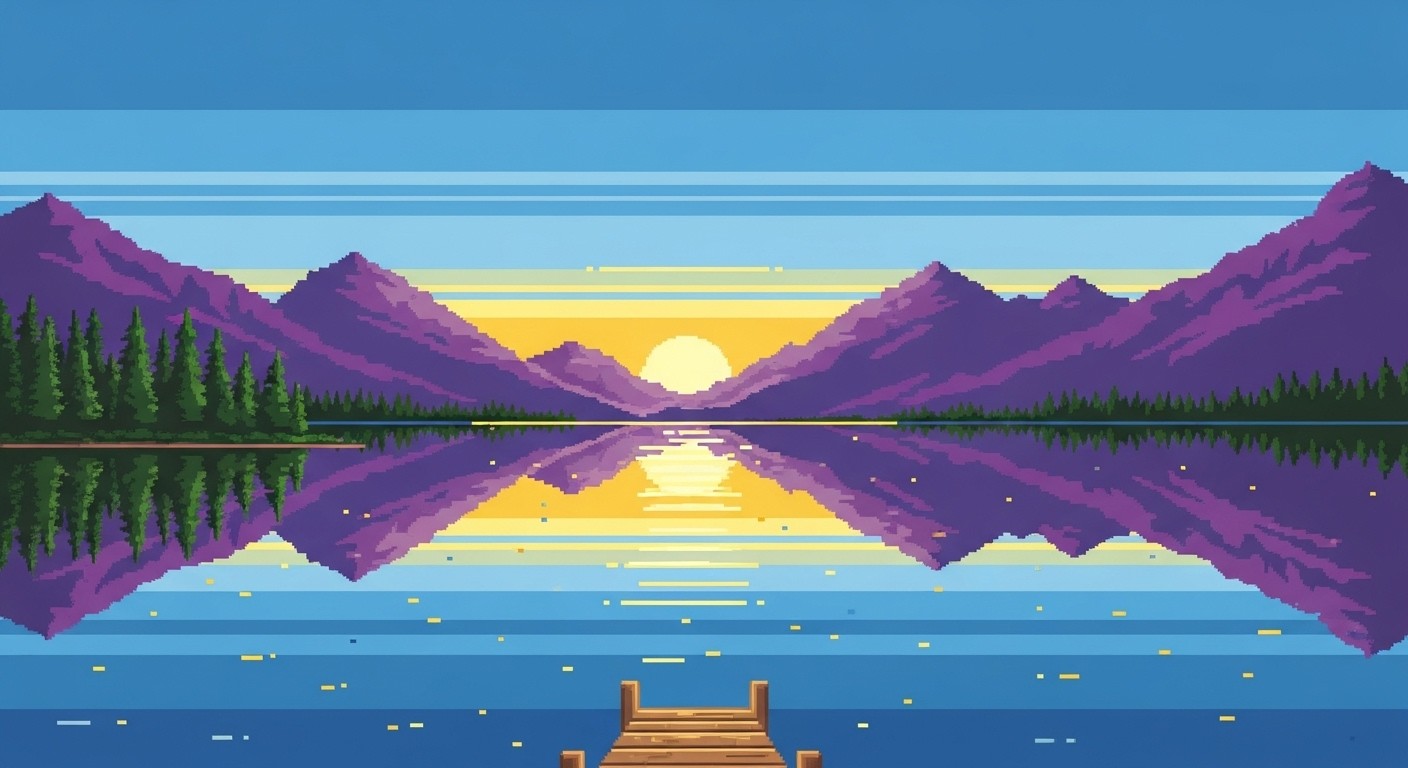 Free Serene Lake Sunset Photo - Pixelart, Lake, Mountains | Download at ...
