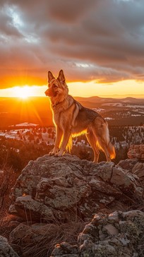 Download Sunset Canine Silhouette Image - Sunrise, Dog, Nature