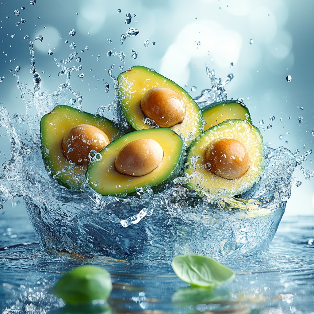 Download Splashing Avocado Halves Image - Avocado, Splash, Water ...