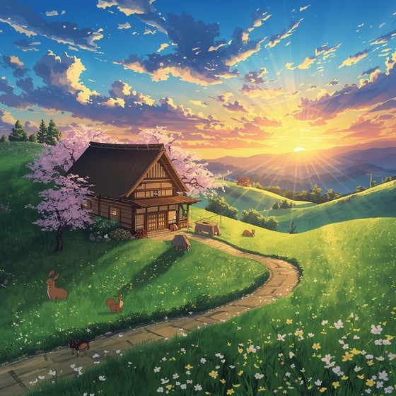 Free Japanese Countryside Sunset Image - Anime, Countryside, Farmhouse ...