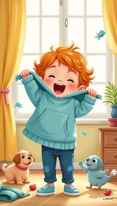 Download Stuck But Smiling Image - Child, Hoodie, Teal | StockCake