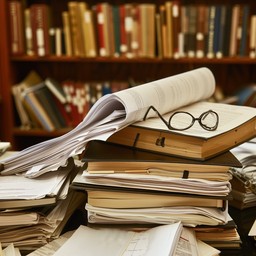 Free Cluttered Academic Desk Image - Books, Glasses, Papers | Download ...
