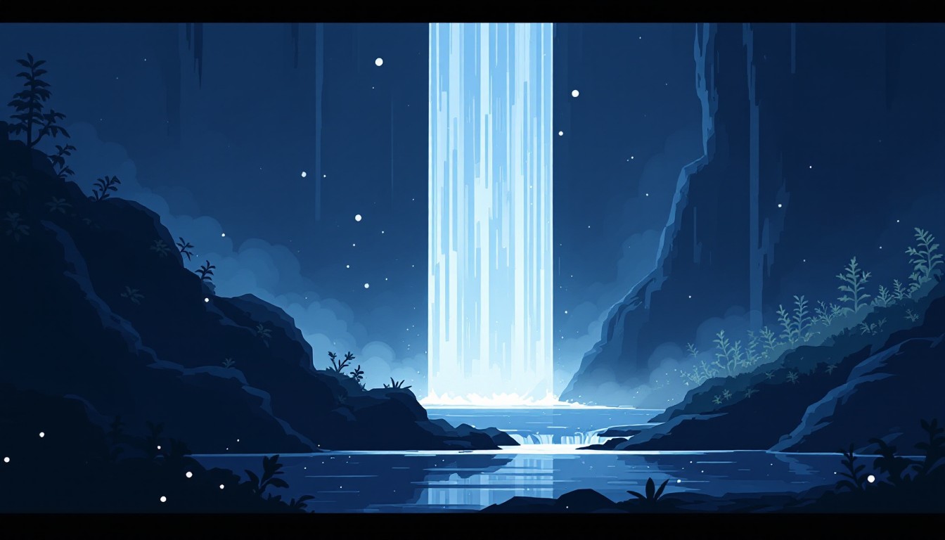 Free Mystical Midnight Waterfall Image - Waterfall, Night, Stars ...