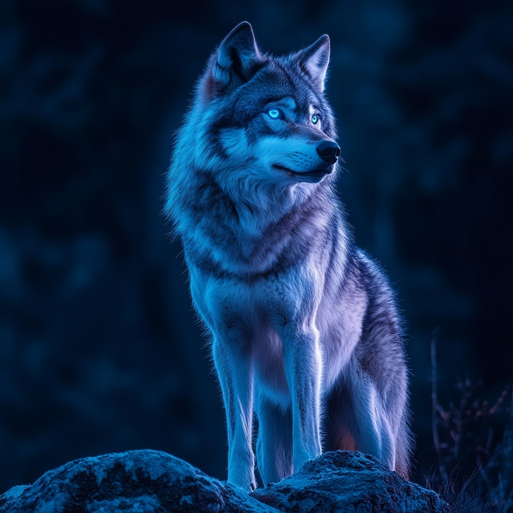 Free Majestic Blue Wolf Image - Wolf, Blue, Night | Download at StockCake