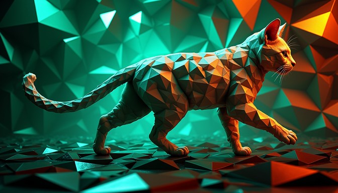 Free Crystalline Cat Composition Image - Geometric, Cat, Polygonal ...
