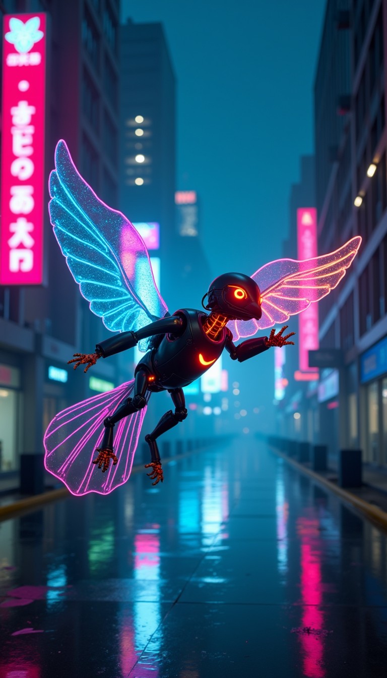 Free Neon Bird Flight Image - Cyberpunk, Neon, Robotic | Download at ...