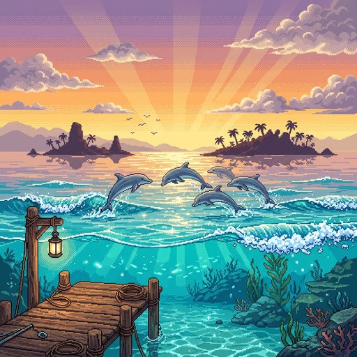 Free Pixel Ocean Paradise Image - Dolphins, Ocean, Pixel | Download at ...