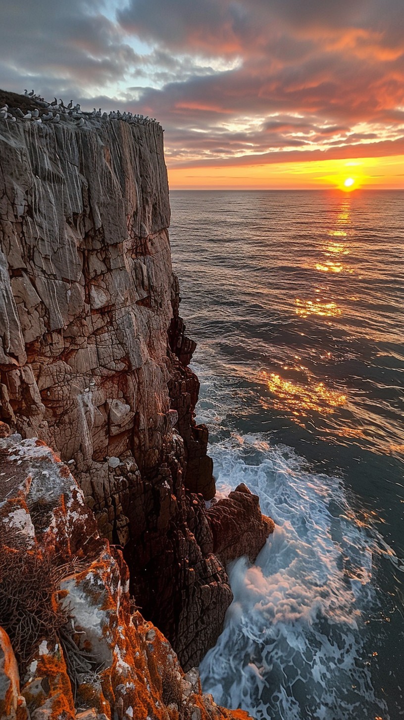 Free Cliffside Sunset View Image - Sunset, Cliff, Ocean | Download at ...