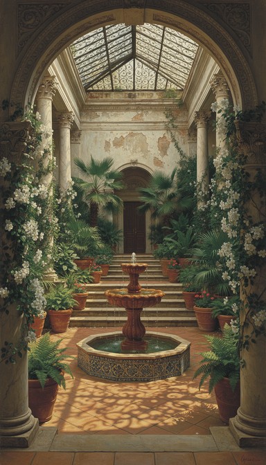 Classical Atrium Ramsa Free Classical Garden Sanctuary Image - Atrium, Fountain, Garden ...
