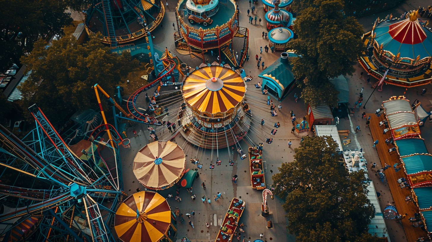 Free Amusement Park Aerial Image - Aerial, Amusement Park, Carousel ...