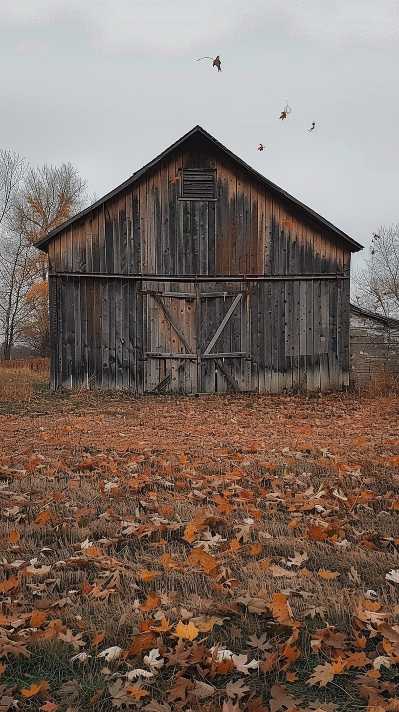 Free Rustic Barn Scene Image - Barn, Autumn, Leaves | Download at StockCake