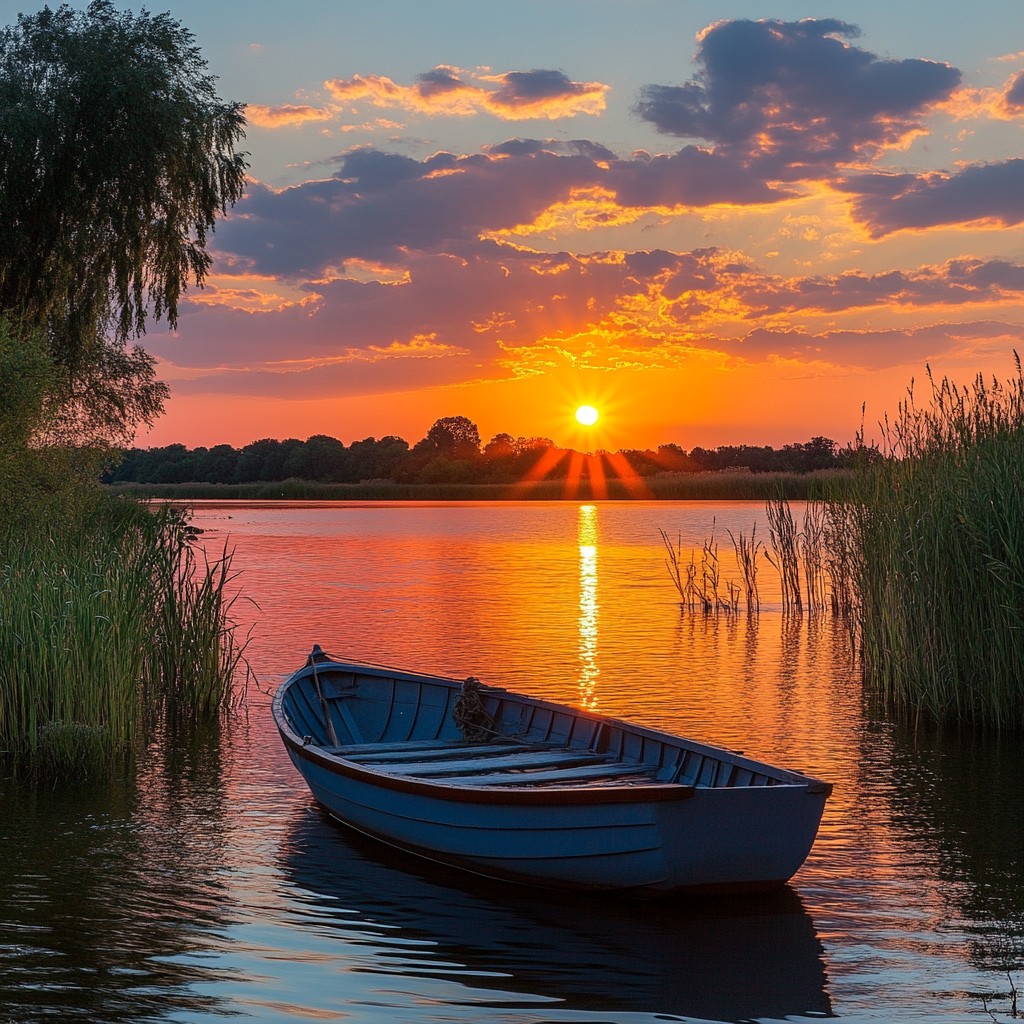 Free Sunset Lake Serenity Image - Sunset, Lake, Boat | Download at ...