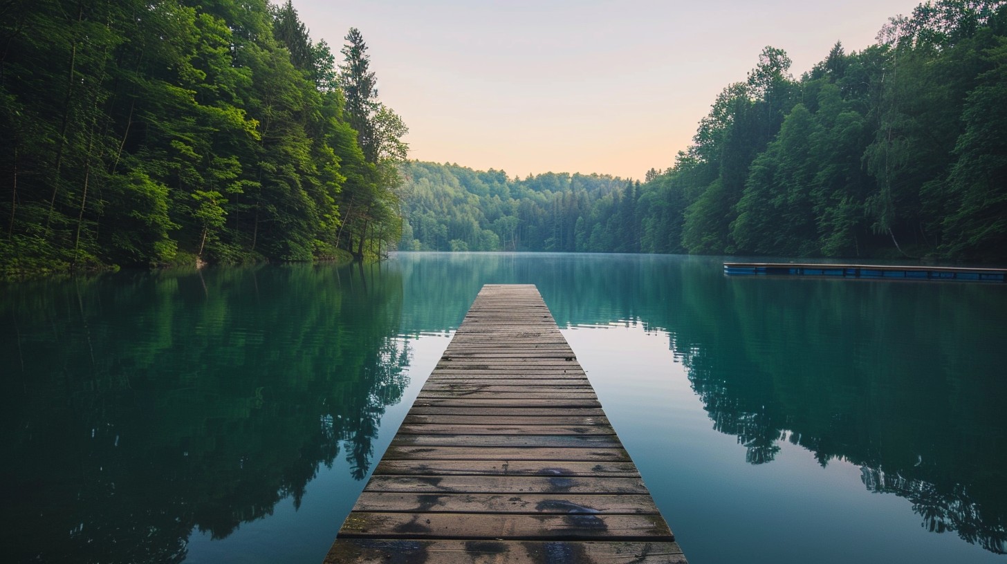 Free Serene Lake View Image - Lake, Pier, Tranquil | Download at StockCake