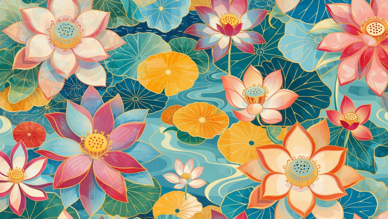 Free Luminous Lotus Pattern Image - Lotus, Pattern, Floral | Download ...