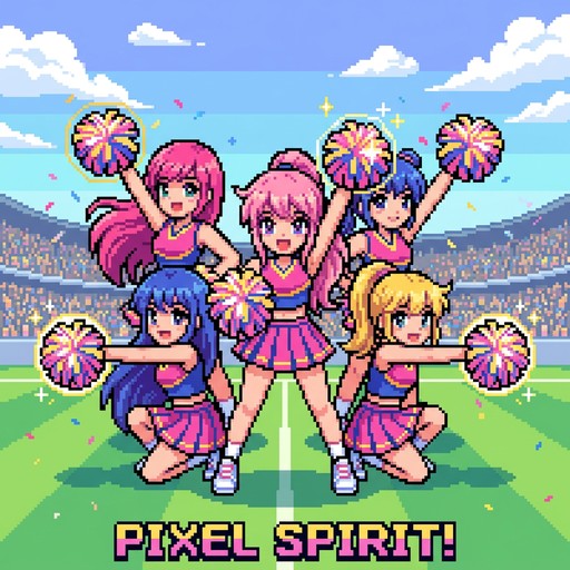 Free Pixel Cheerleader Squad Image - Cheerleaders, Pixel, Art ...