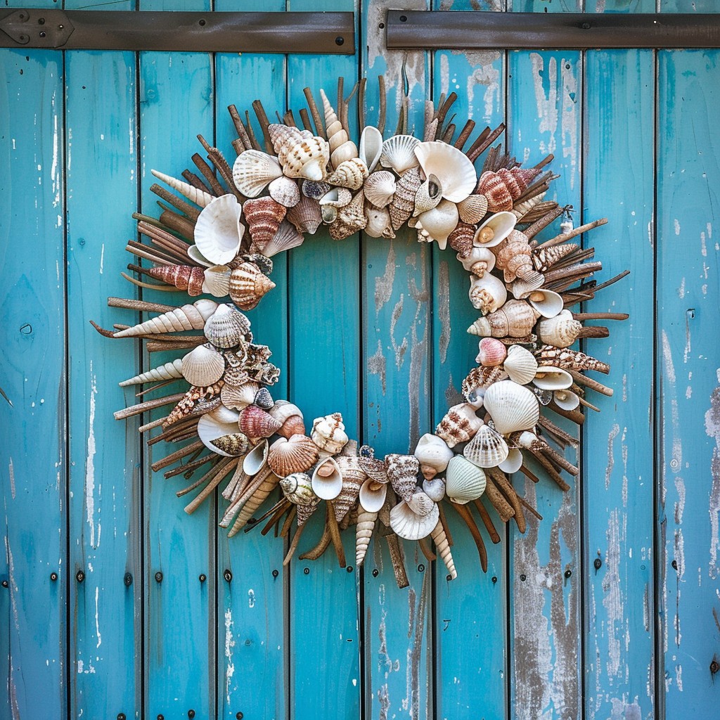 Shell Display Wreath Free Seashell Wreath Display Image - Seashell, Wreath, Blue | Download ...