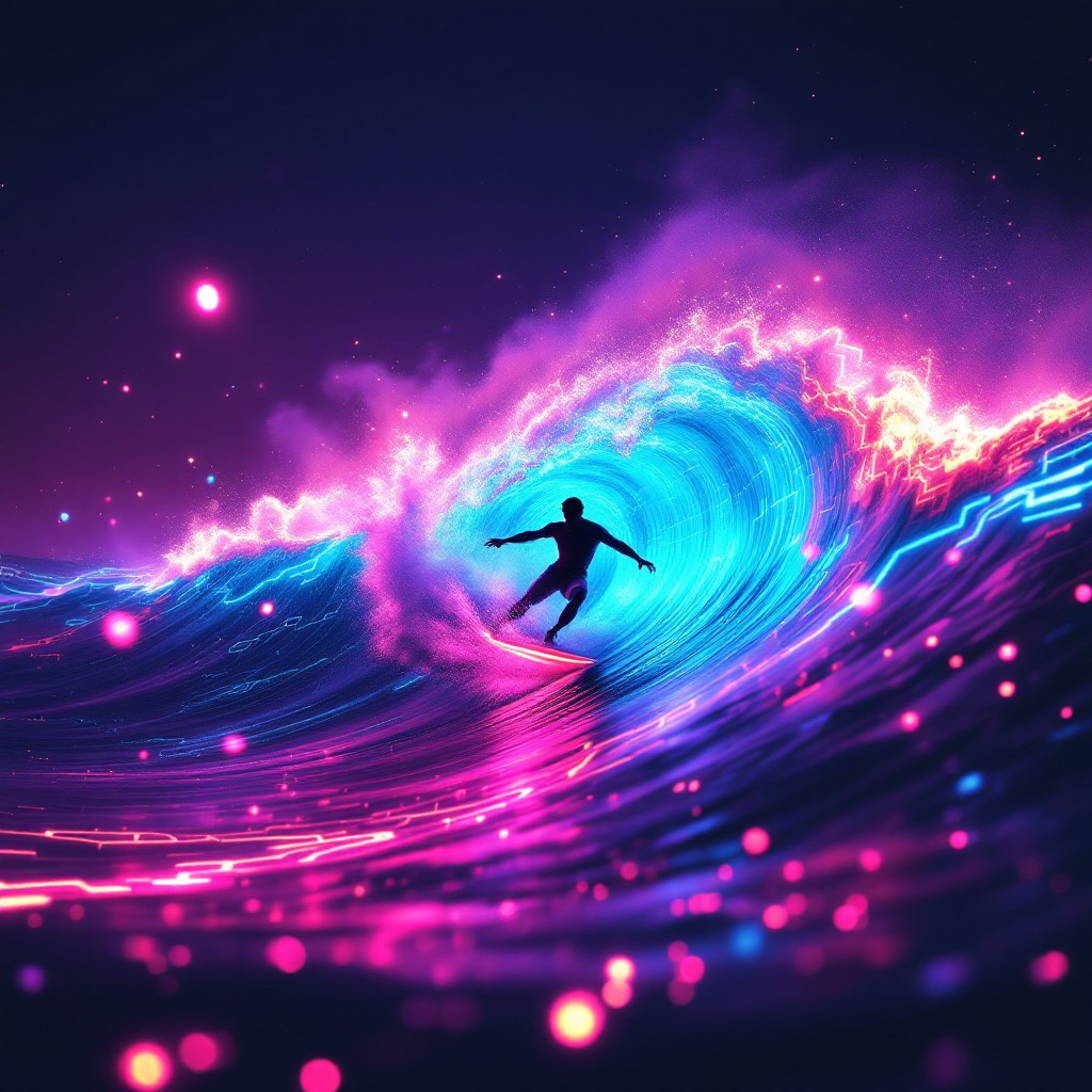 Neon Wave Riding Free Neon Wave Rider Image - Cyberpunk, Neon, Surfing | Download at ...