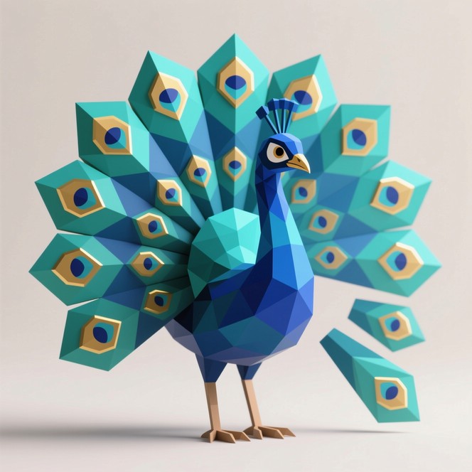 Free Geometric Peacock Sculpture Image - Bird, 3d, Geometric | Download ...