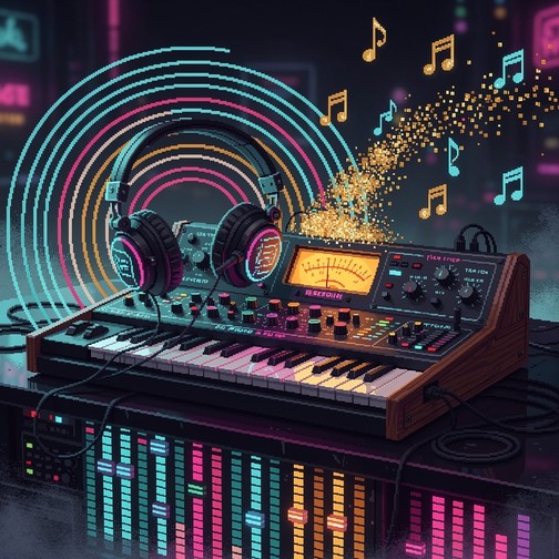 Free Neon Studio Vibes Image - Synthesizer, Headphones, Neon | Download ...