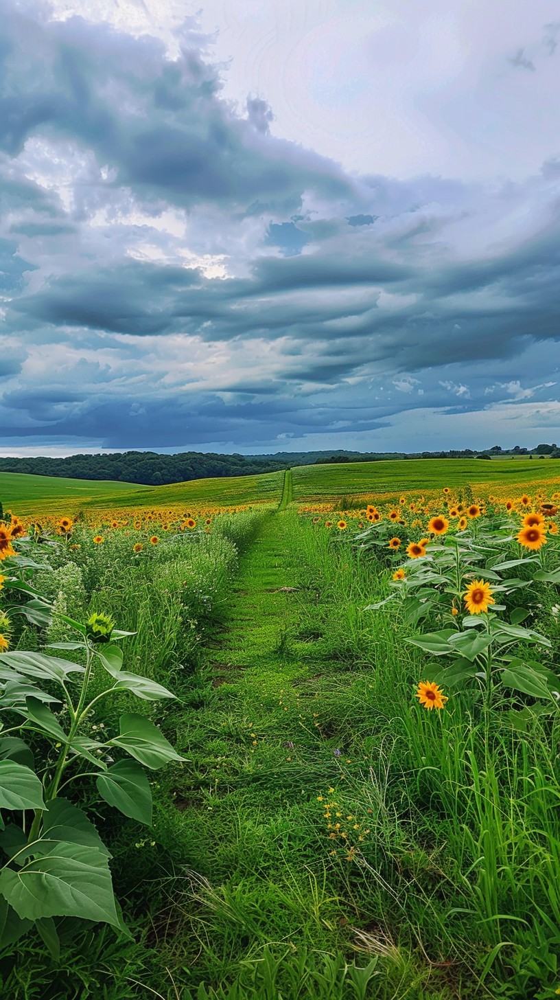 Free Sunflower Field Path Image - Sunflowers, Field, Path | Download at ...