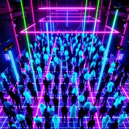 Free Neon Crowd Matrix Image - Cyberpunk, Neon, Grid | Download at ...