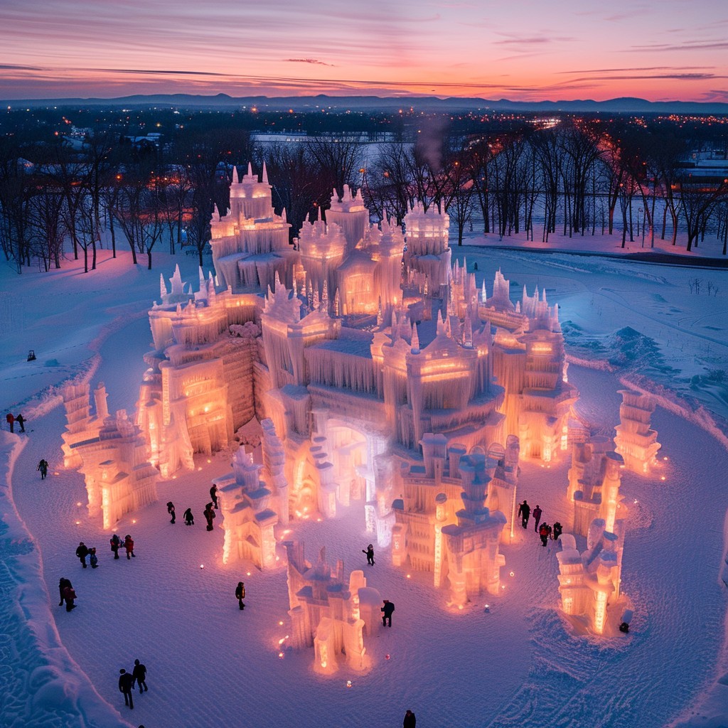 Free Illuminated Ice Castle Image - Ice, Castle, Sunset | Download at ...