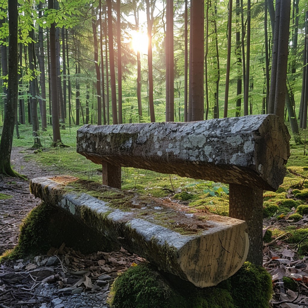 Forest With Bench Free Sunlit Forest Bench Image - Forest, Sunset, Bench | Download at ...