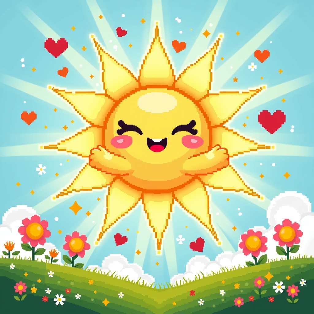 Free Radiant Pixel Joy Image - Sun, Pixel, Kawaii | Download at StockCake