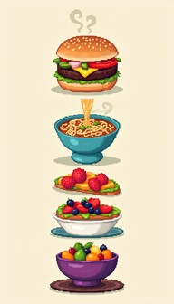 Free Colorful Food Stack Image - Burger, Noodles, Avocado | Download at ...