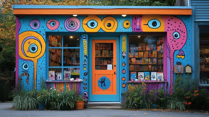 Free Colorful bookstore exterior Image | Download at StockCake