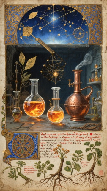 Free Celestial Alchemical Manuscript Image - Alchemy, Manuscript ...