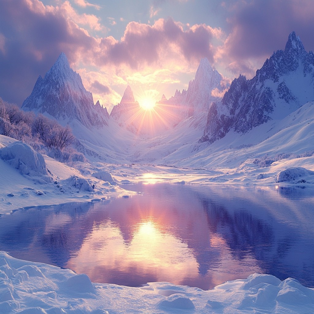 Free Sunset over Mountains Image - Sunset, Mountains, Snow | Download ...