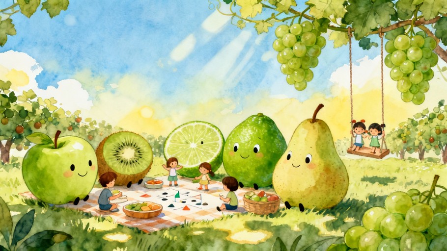 Free Green Fruit Friends Image - Fruits, Watercolor, Green | Download ...