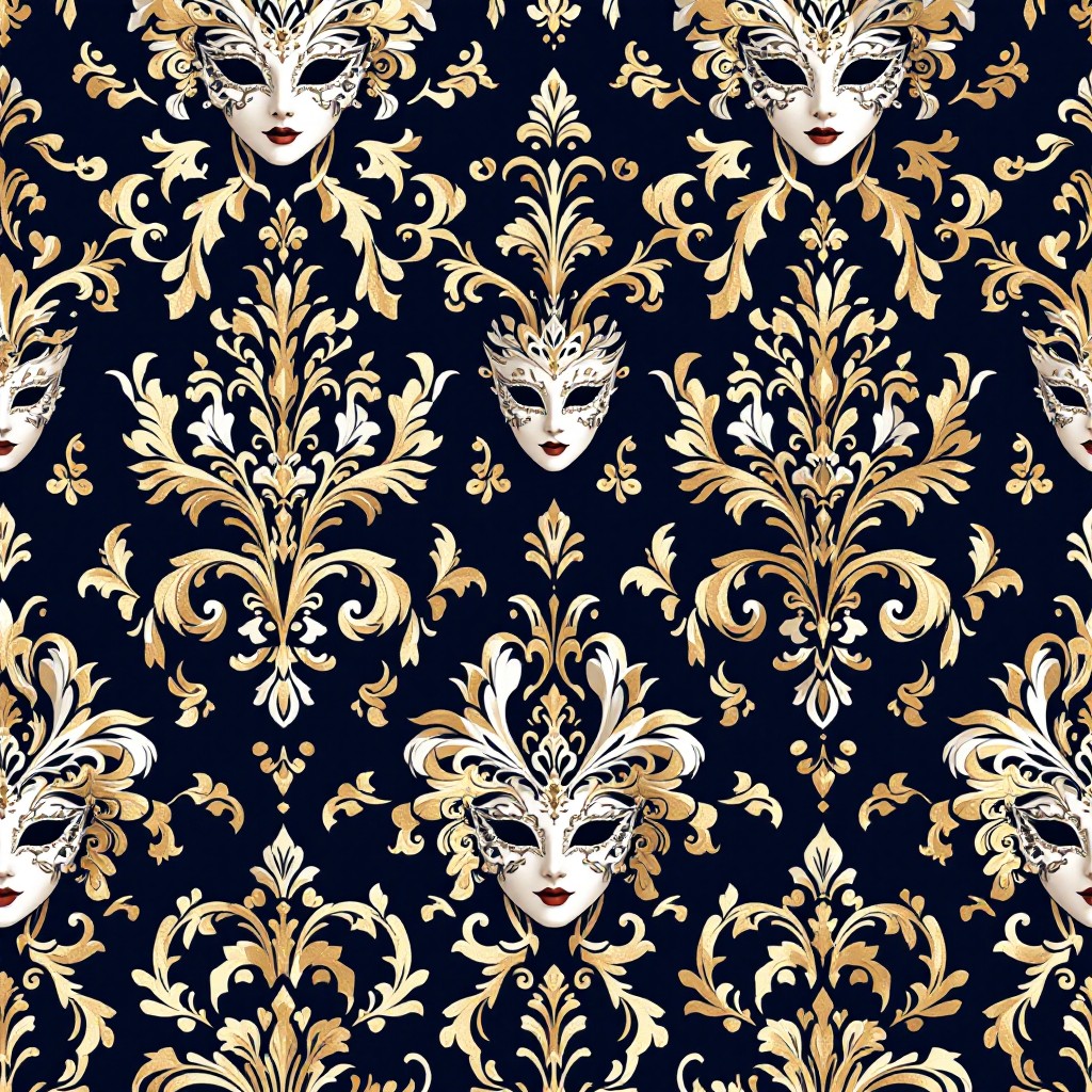 Barque Pattern Free Masked Baroque Pattern Image - Baroque, Venetian, Damask ...