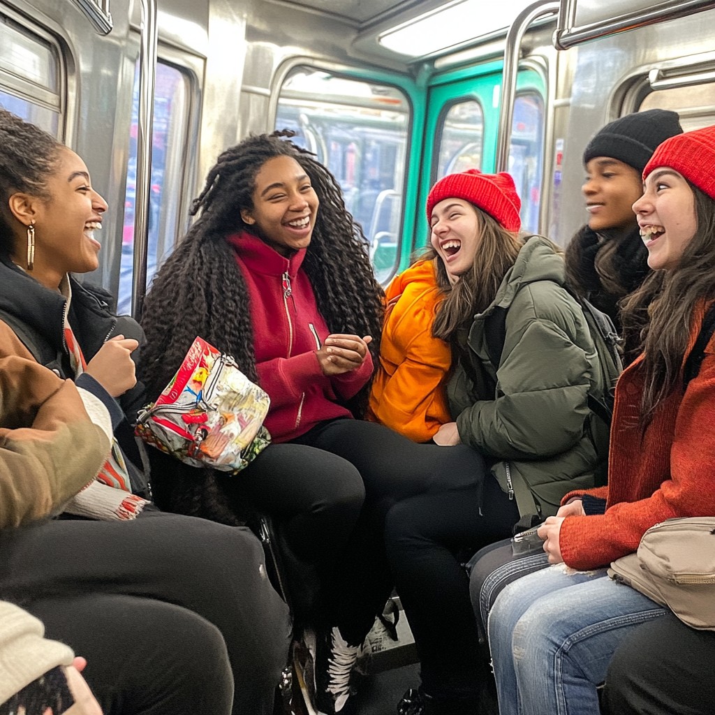 Sybay Image Free Friends Riding Subway Image - Friends, Subway, Laughter | Download ...