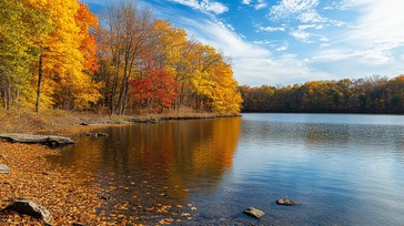 Fall Lakeview Background Free Autumn lakeside view Image - Autumn, Lake, Foliage | Download at ...