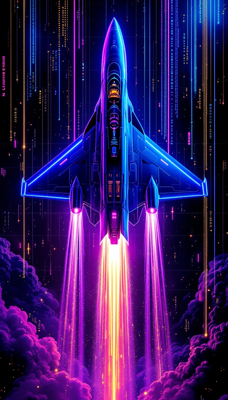 Free Neon Jet Ascends Image - Cyberpunk, Synthwave, Aircraft | Download ...