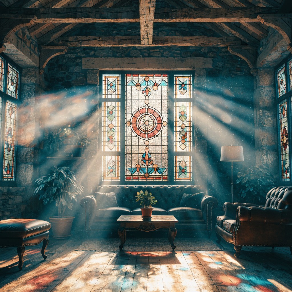 Free Stained Glass Sanctuary Image - Interior, Rustic, Stained-glass ...