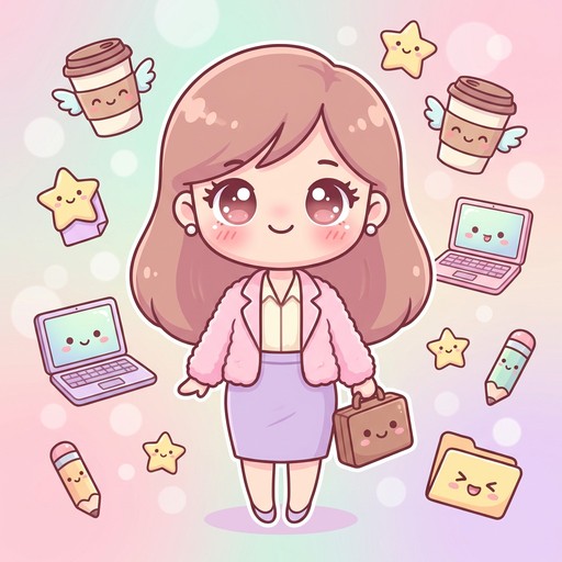 Free Cute Office Vibes Image - Kawaii, Chibi, Businesswoman | Download ...