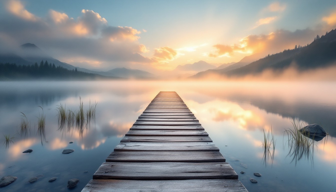 Free Misty Lake Sunrise Image - Sunrise, Lake, Mist | Download at StockCake