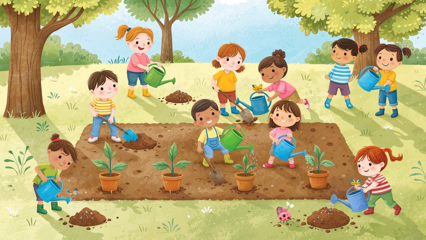 Free Children Planting Trees Image - Children, Illustration, Planting ...
