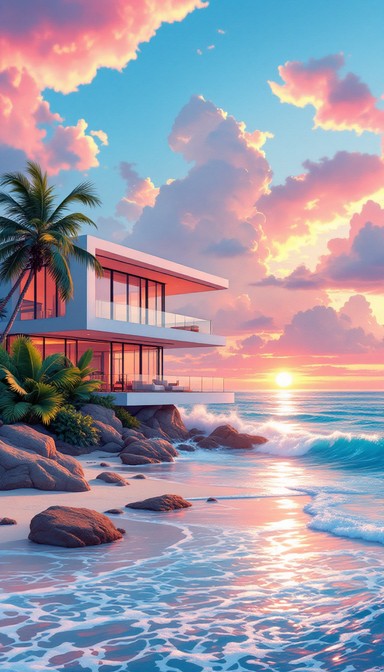 Free Sunset Beach House Image | Download at StockCake