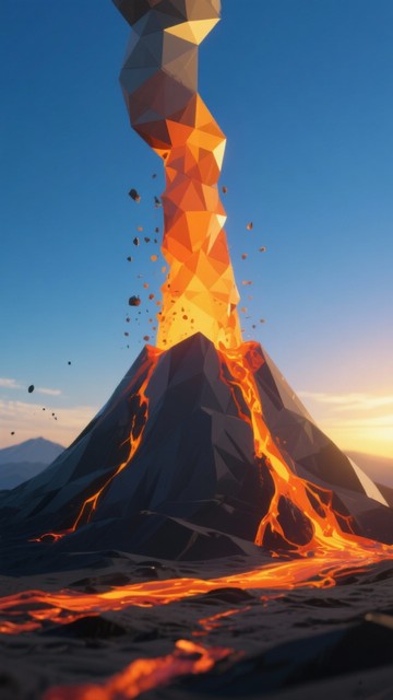 Volcano Geometric Free Low-Poly Volcanic Dawn Image - Volcano, Lava, Eruption | Download ...