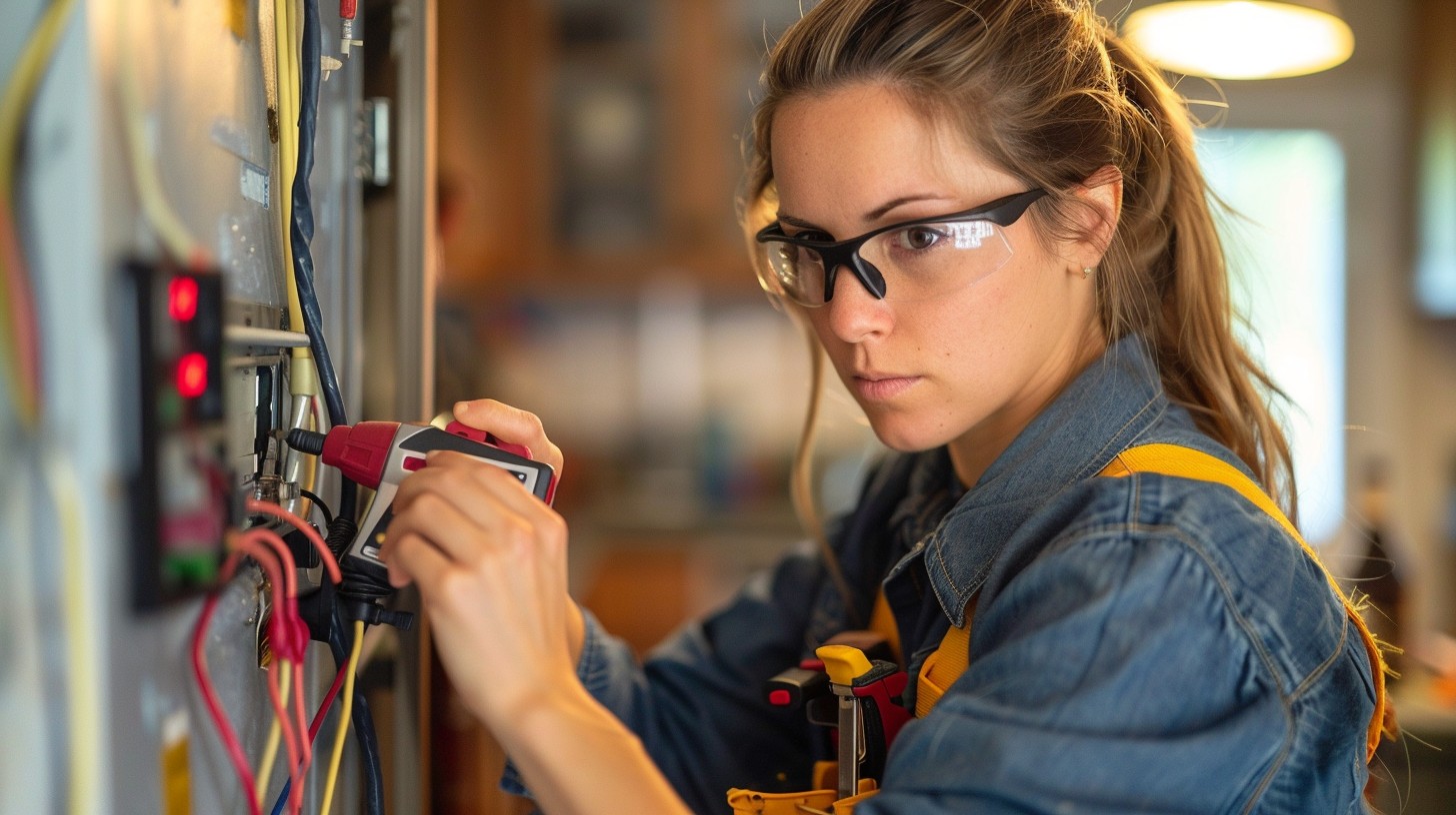 Free Focused electrical work Image - Electrician, Woman, Wiring ...