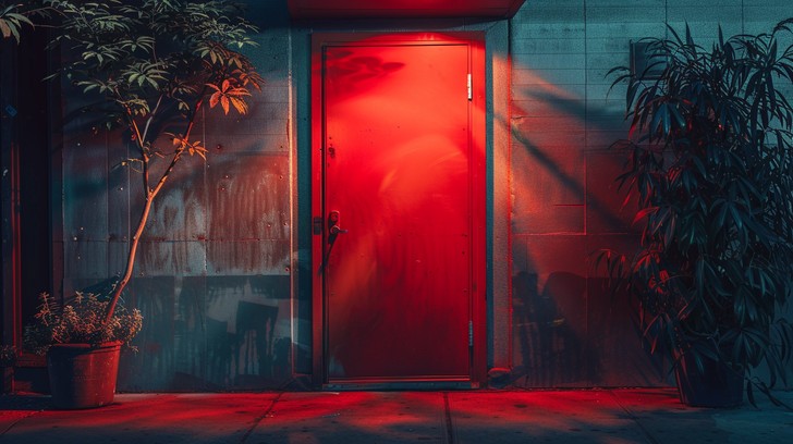 Free Mysterious Red Door Image - Red, Door, Light | Download at StockCake