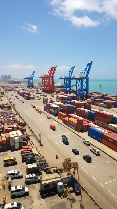 Shipping Container Traffic Free Vibrant Cargo Port Image - Seaport, Shipping, Containers ...