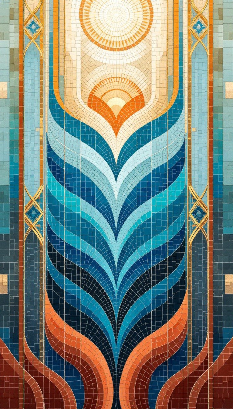 Free Geometric Peacock Pattern Image - Geometric, Mosaic, Art Deco ...